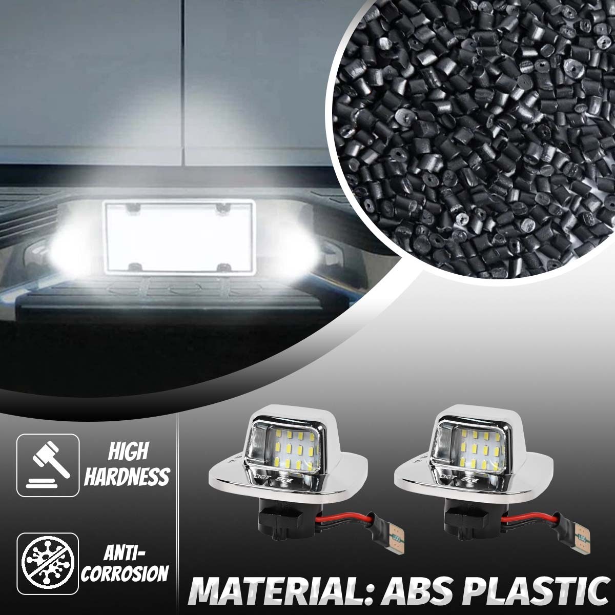 2x Chrome LED License Plate Light Tag Lamp For Chevy GMC C/K 1500 2500 ED 88-00