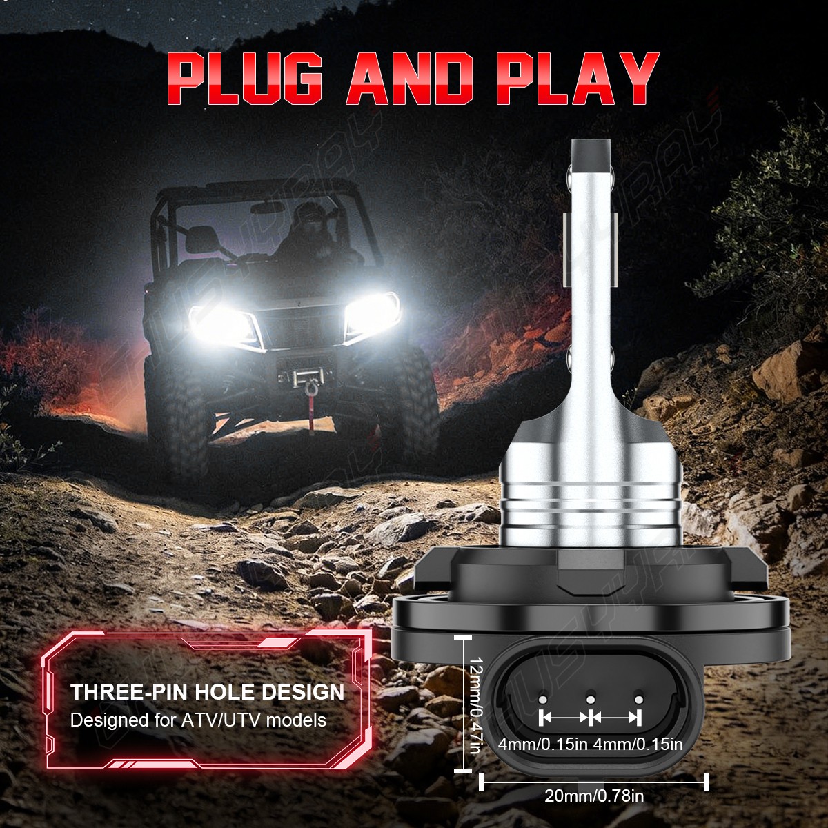 92069-7501 LED Headlight Bulbs For Polaris ATV SCRAMBLER 500 – 1997-1998