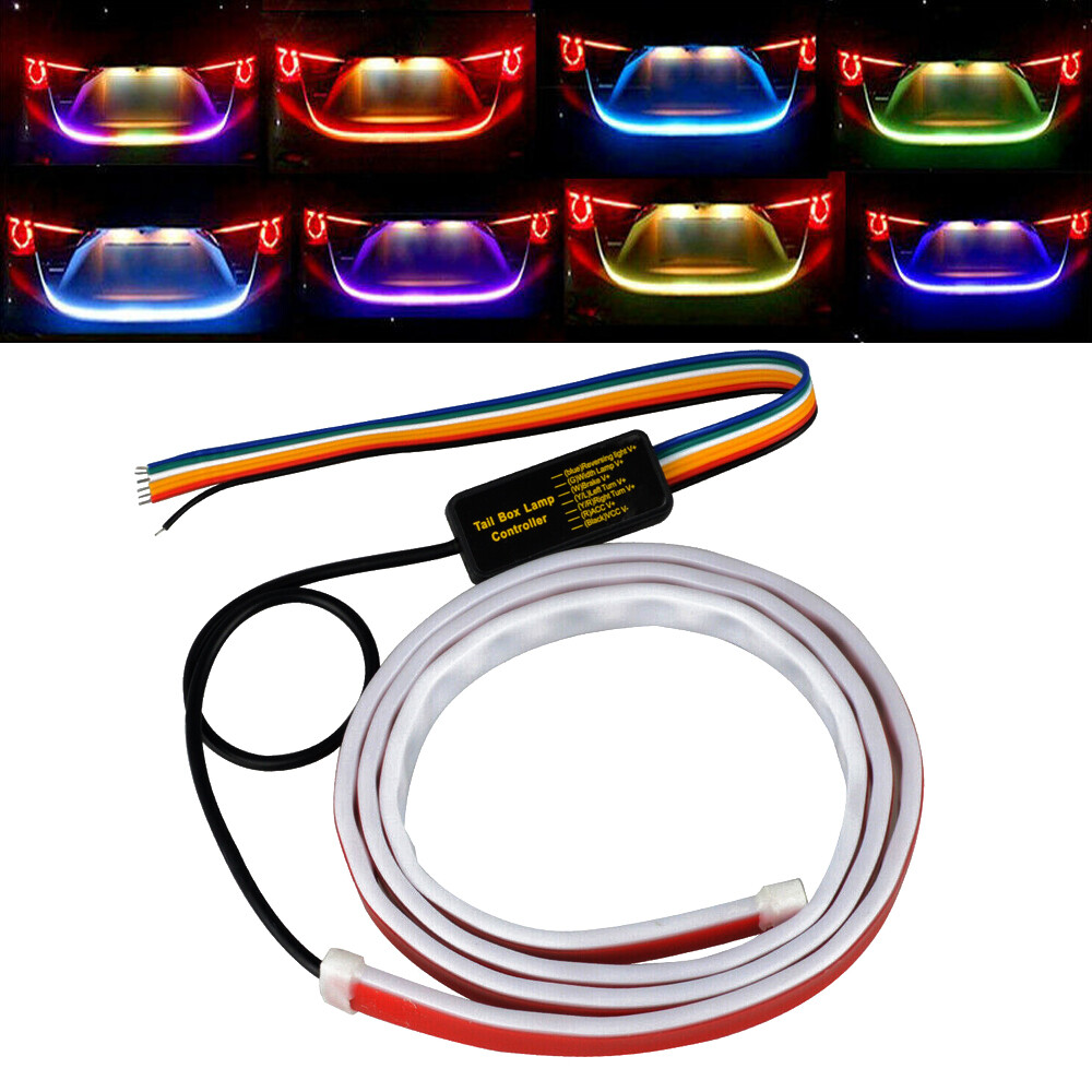 LED RGB Colorful Car Tail Lamp Flow Strip Brake Turn Signal Light Accessories