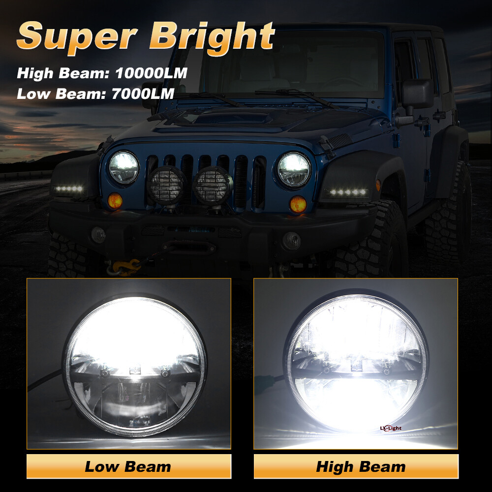 DOT Approved 7″ inch Round Led Headlight High-Low Beam for Chevy II/Nova 1969-79