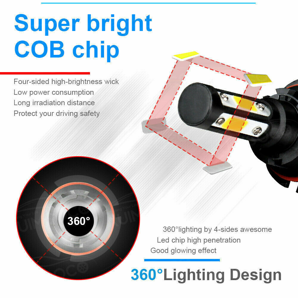For Subaru Legacy 2000-2004 9007+H3 LED Headlight Hi/Low +Fog Light Bulbs 6000K