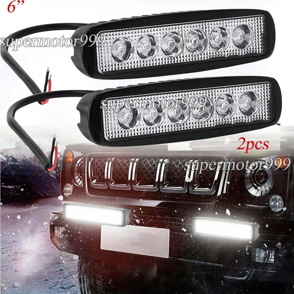 LED Work Lights 6 Inch 48W 12V Driving Strip Flood Beam light Bar SUV Offroad