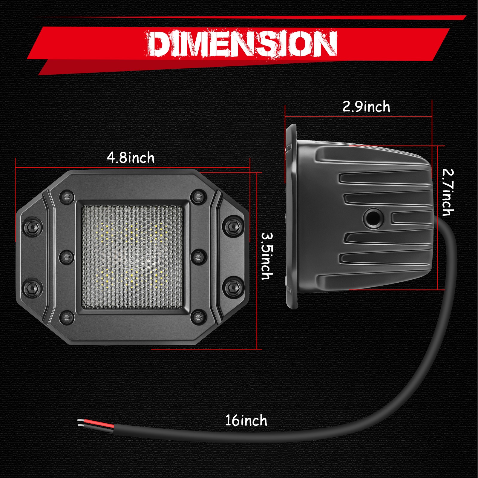 2x 5″ 120W Flush Mount Cree LED Pods Work Light Bar Driving Reverse Off Road 4WD