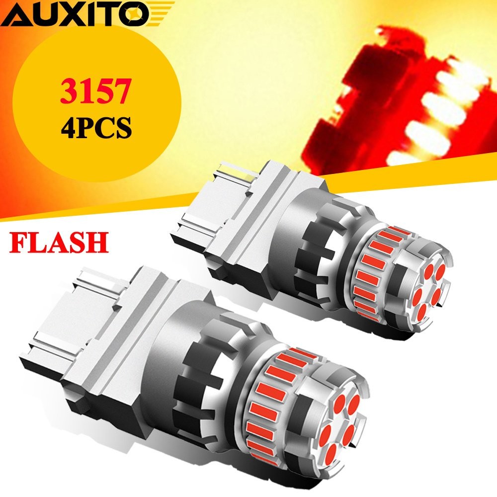 4x AUXITO 3157 3156 3056 LED Turn Signal Light Bulb Red Flashing Blinking Strobe