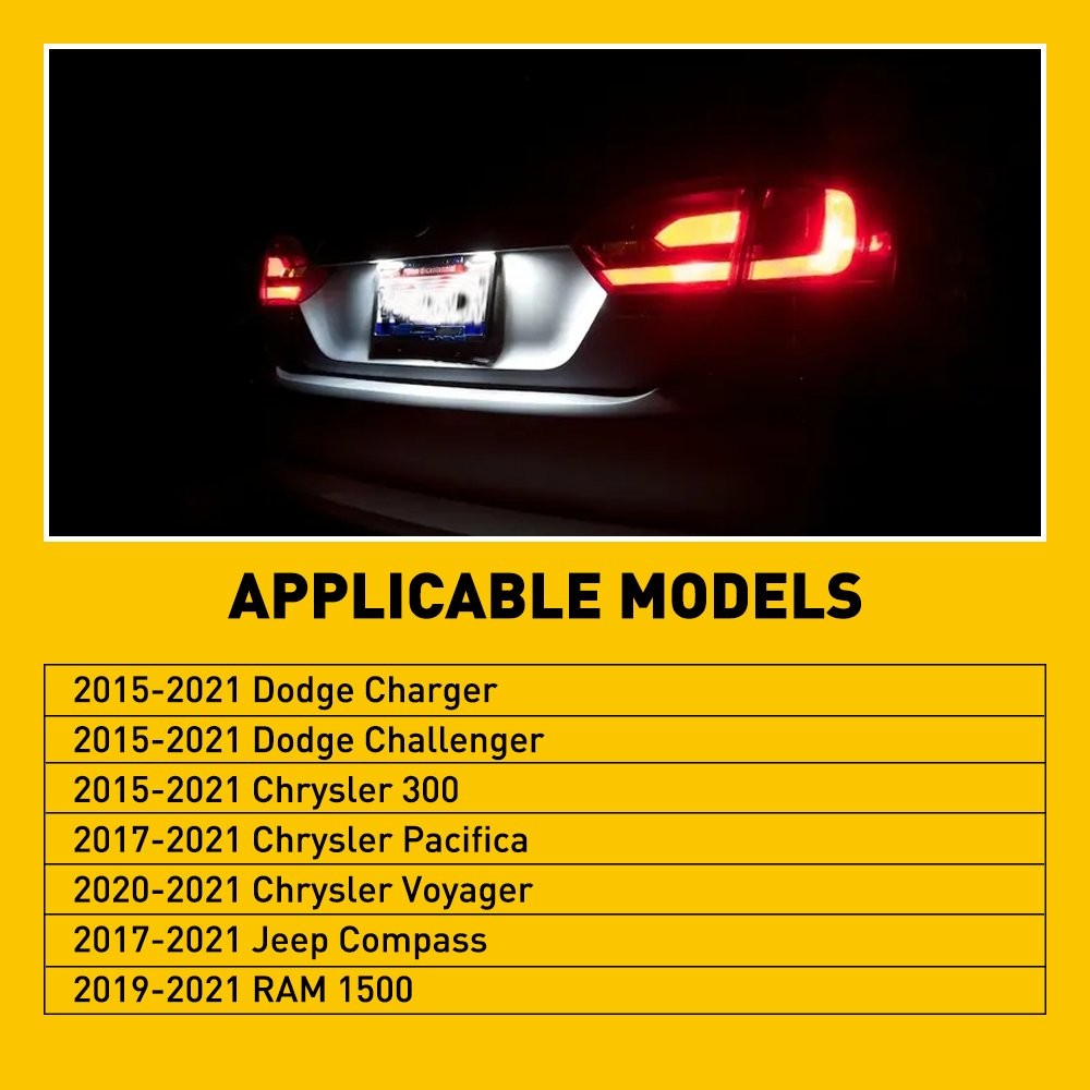 18-LED License Plate Light 6000K White For 2015-2022 Dodge & Charger Challenger