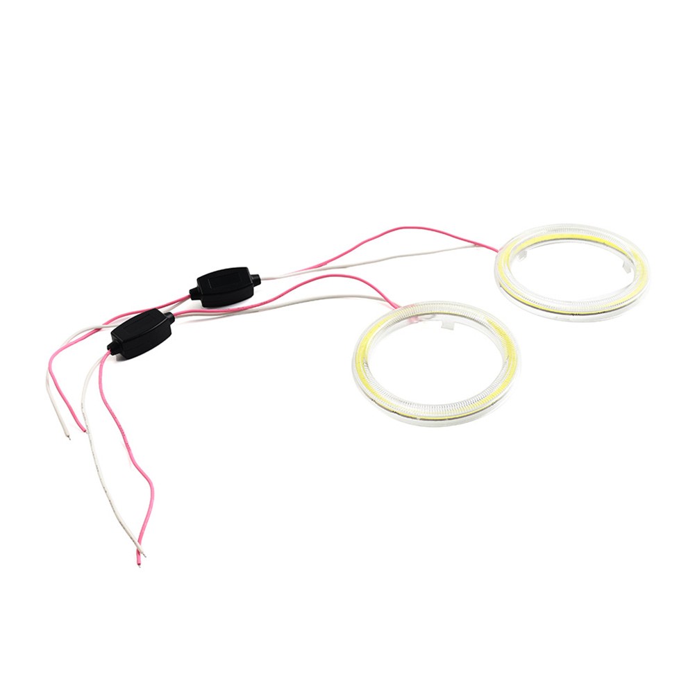 70MM DRL Fog Headlights Lamp COB Angel Eyes Halo Ring LED Light Red 2pcs 12V