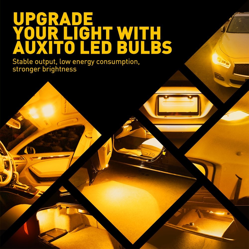 10/20Pcs Amber T10 W5W LED Map Light Door Dome License Light Plate Light Bulbs