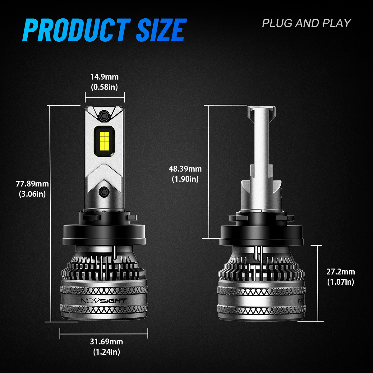 2pcs H11 LED Headlight Super Bright Bulbs Kit 6500K White 60000LM High/Low Beam