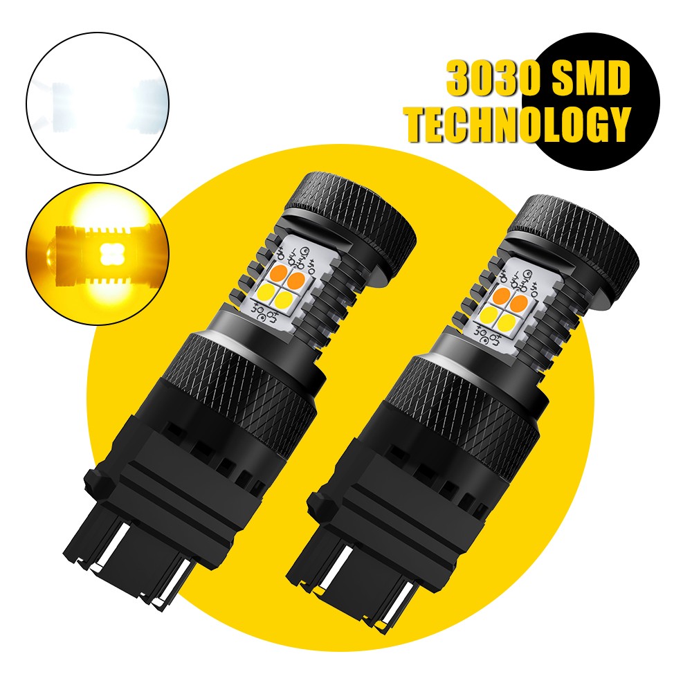 2X 3157 3156 White Yellow Combo Signal Daytime Running Light CANBUS Error Free