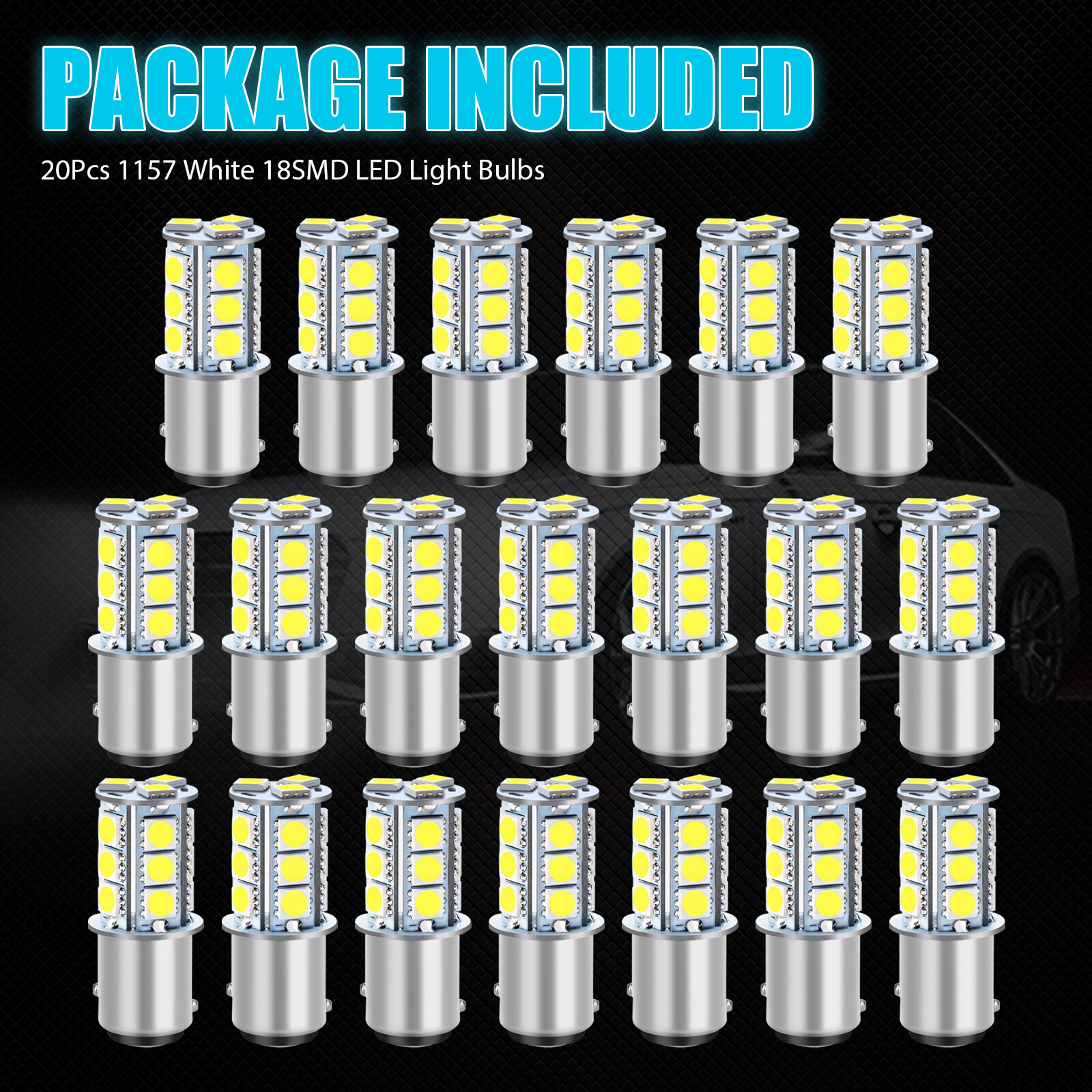 20x Super White 1157 BAY15D 18SMD RV Camper Trailer LED Interior Light Bulbs 12V