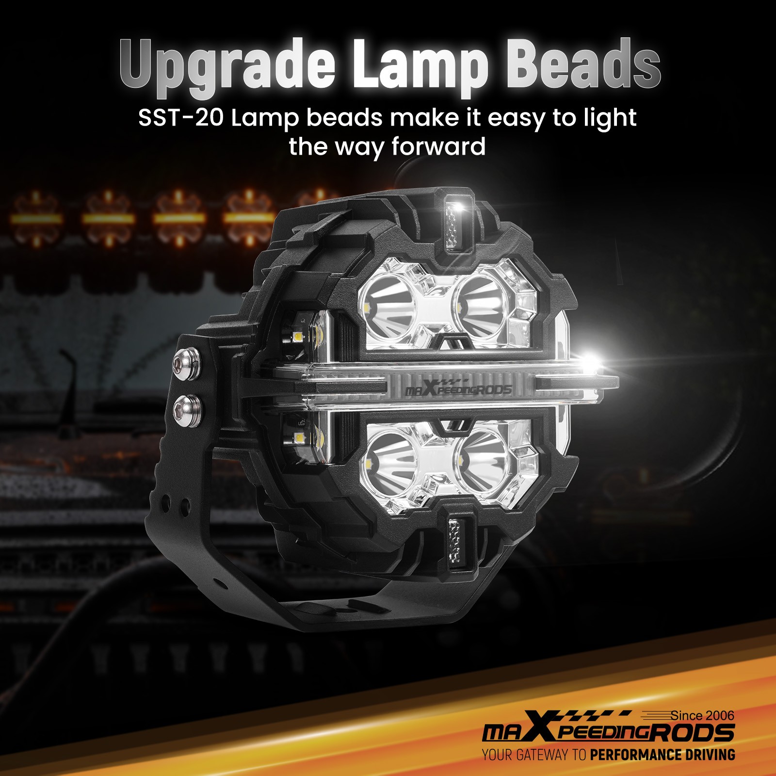 5inch LED Light Pods White + Amber DRL IP68 Waterproof Off Road Driving Lights