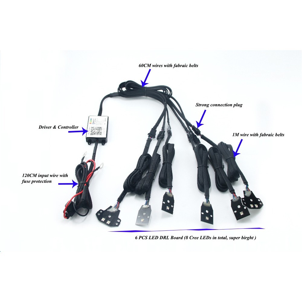 RGBW LED DRL Circuit Board Kit for 2015‑Up Dodge Charger C‑Ring Headlights App