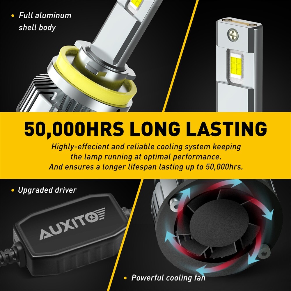 CANBUS Error Free High Low Beam H8 H11 H9 LED Headlight Headlamps 60000LM 2PCS
