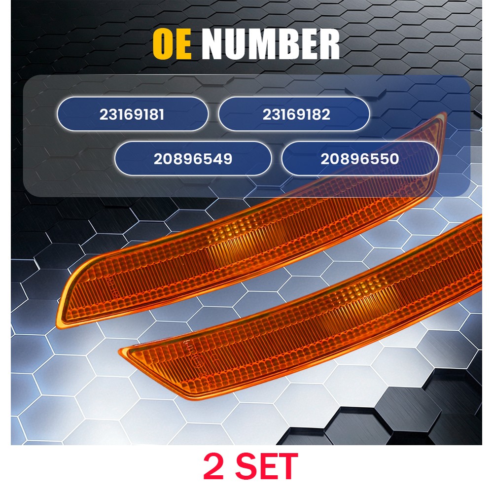 LED Side Marker Light Housings 4PCS Fits 2016-23 Chevrolet Camaro Amber 23169181