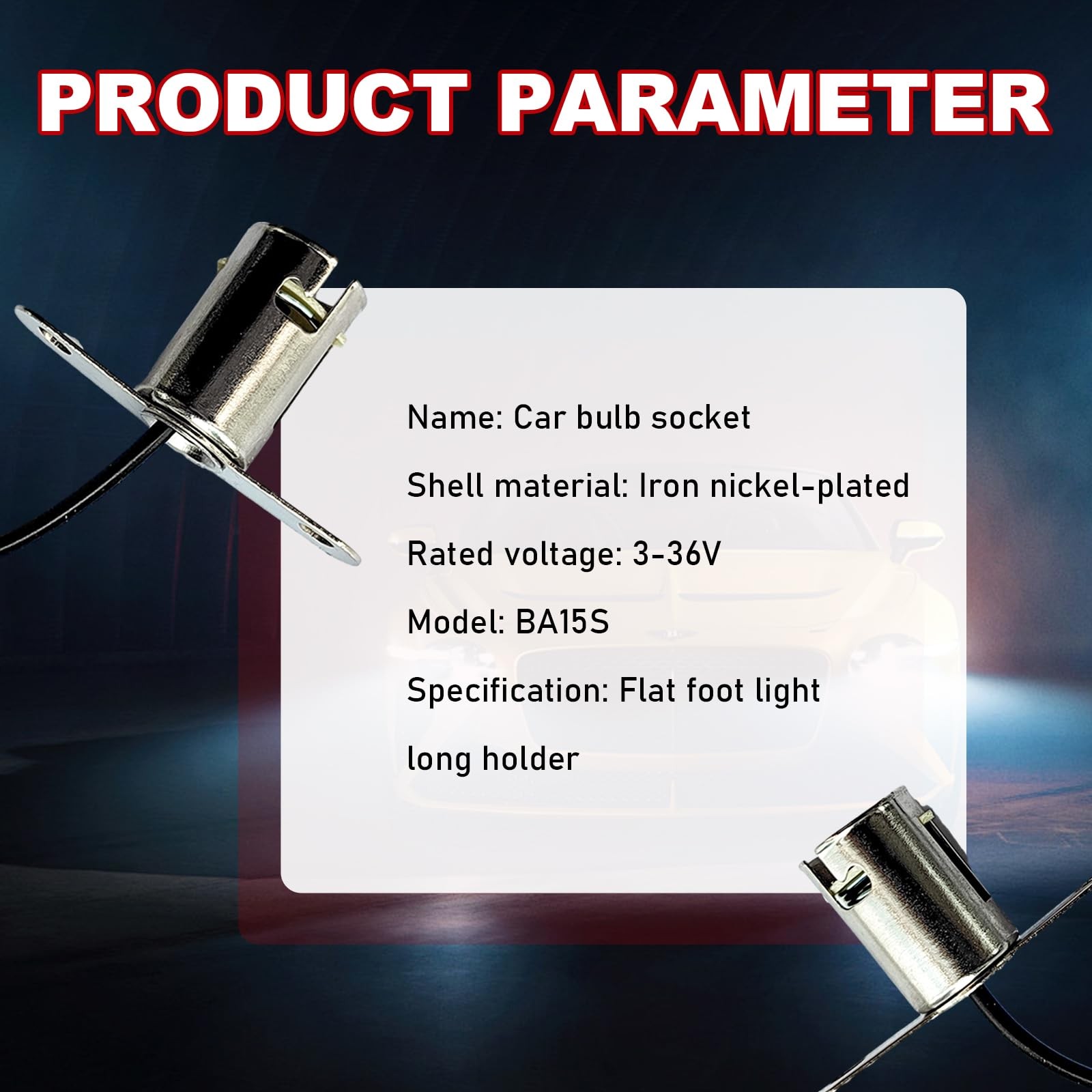 2PCS Car Light Bulb Socket, BA15S LED Socket Holder, 1156 Lamp Adapter Silver