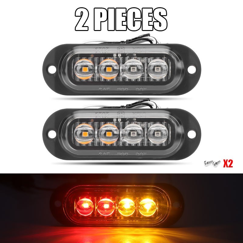 2Pcs LED Side Marker Clearance Lights Truck Trailer RV DRL Oval Light Waterpoof