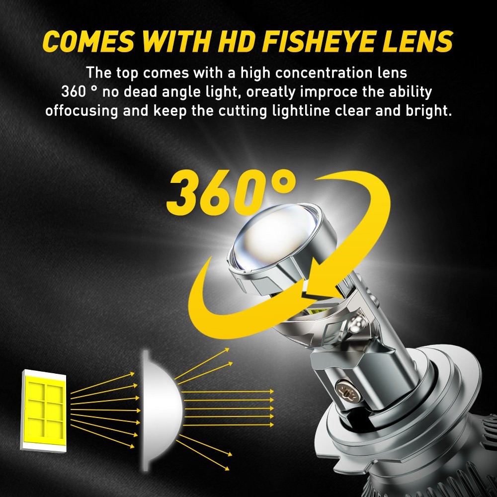 2-20PCS H7 LED Headlight Bulb with HD Fisheye Lens White 6500K High-Low Beam Y19