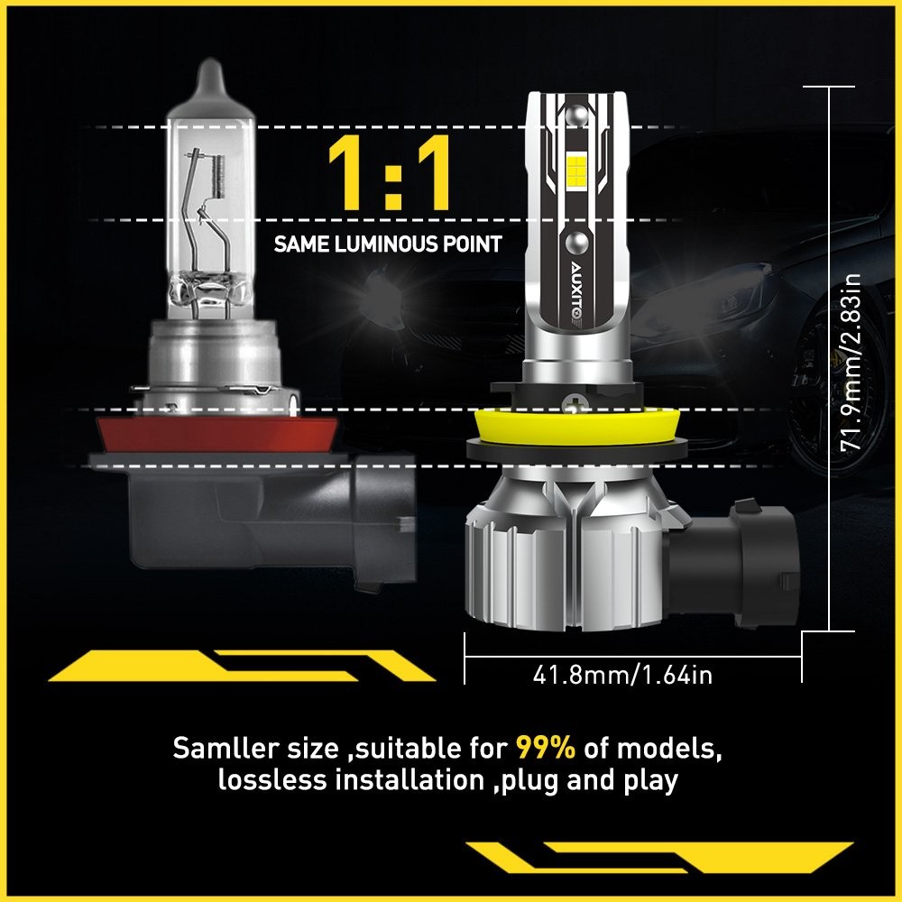 6-60x AUXITO 9005+9006+H11 LED Headlight Light High Low Beam Bulbs Canbus White
