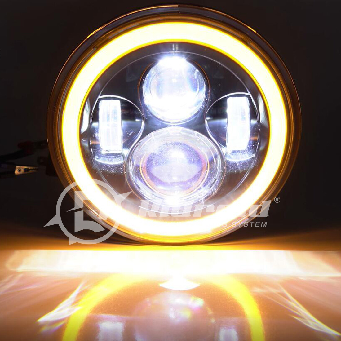 Pair 7″ Inch LED Headlights Halo Angle Eyes For Jeep Wrangler JK(07-14) LJ TJ CJ