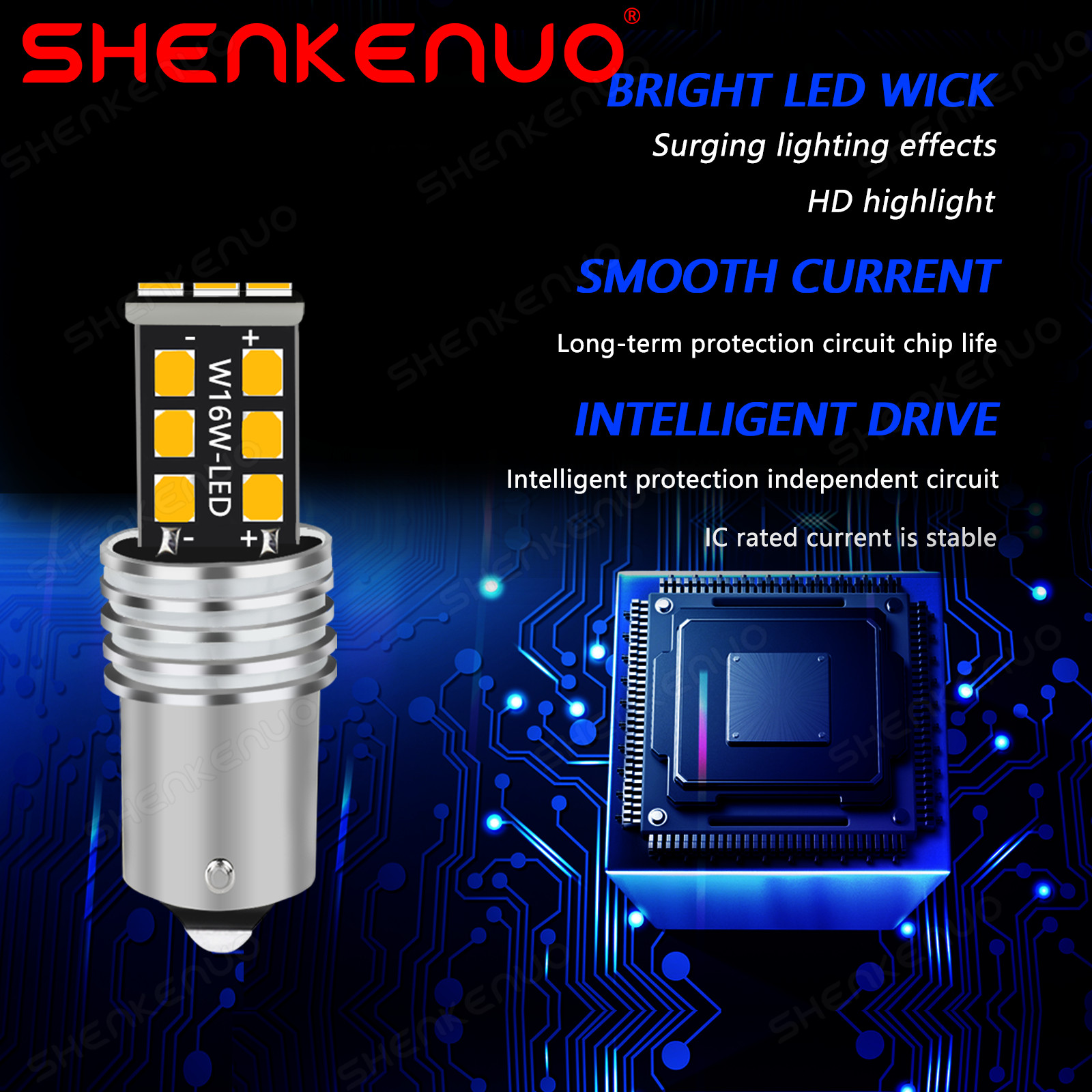2x 1156 7506 LED Backup Reverse Light Bulbs 3000K Amber/Yellow Canbus