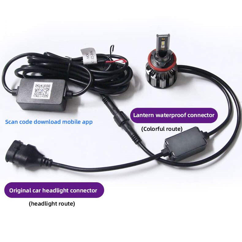 2Pcs HB3 9005 9006 RGB LED APP Phone Control Headlight High Beam Bulbs