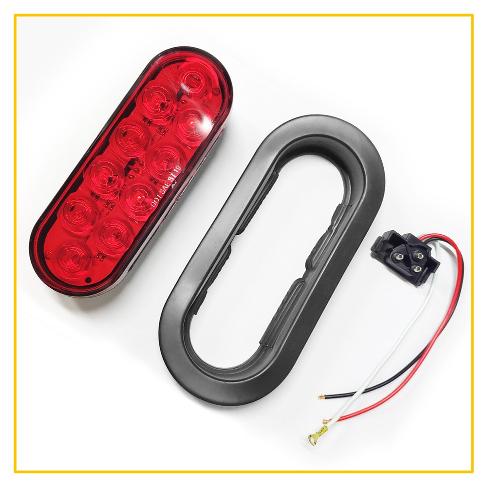 10Pcs 6″ Oval Trailer Lights 10 LED Stop Turn Tail Truck Sealed Grommet Plug DOT