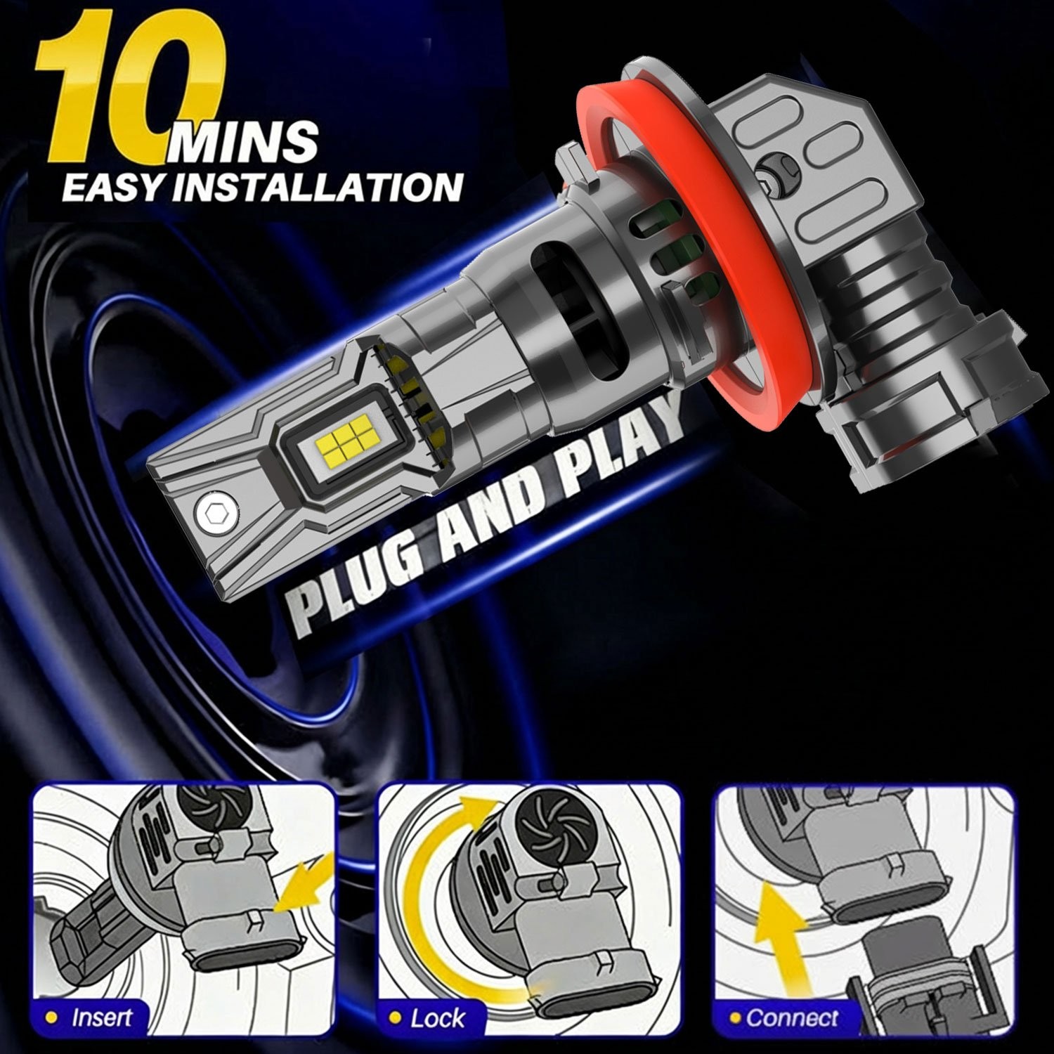 FISONA H11 H9 H8 LED Headlight Bulb Low Beam/Fog Light 100W 22000LM 6500K White