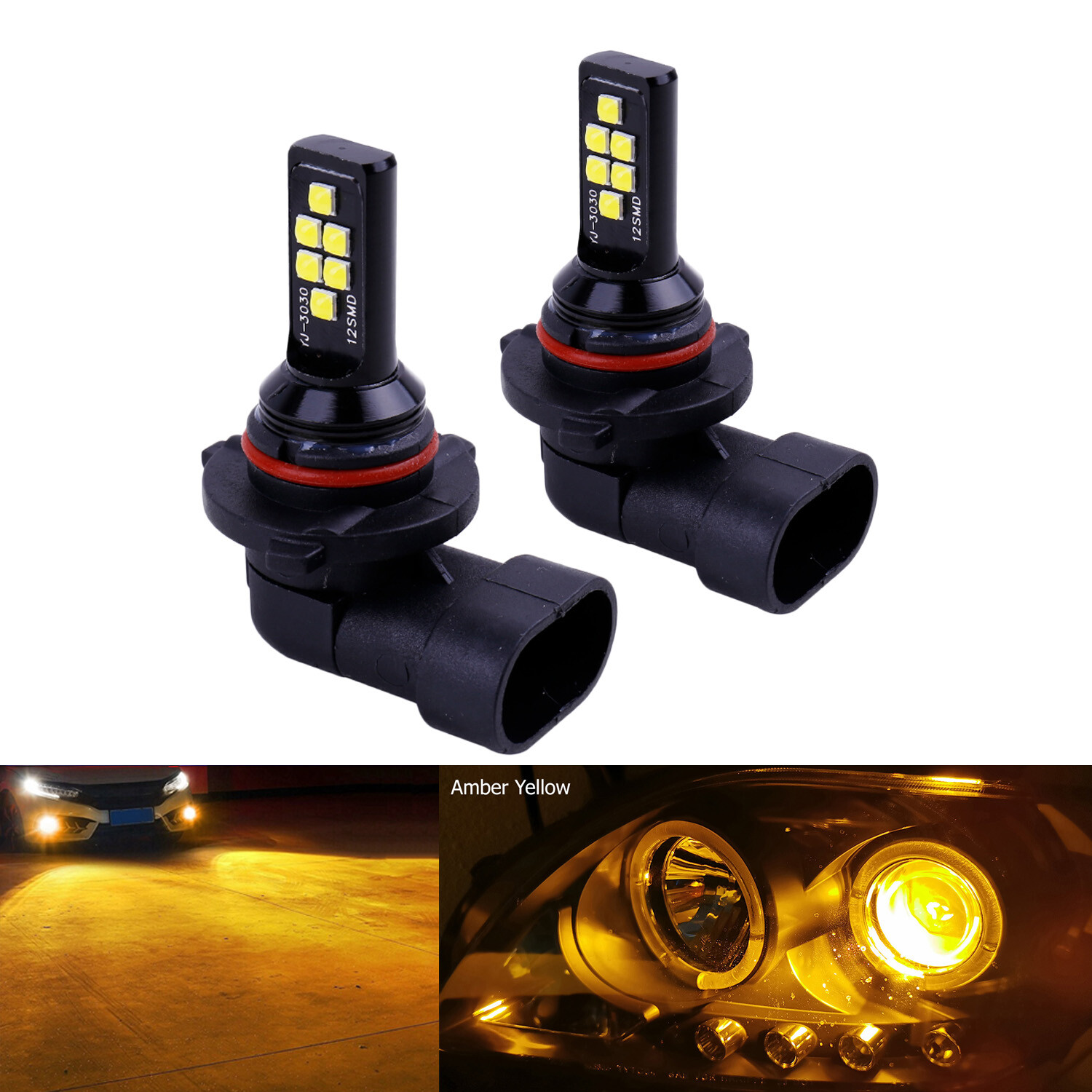 2x 9006 HB4 LED Bulbs Fog Driving Lights DRL Lamp Amber Yellow High Power
