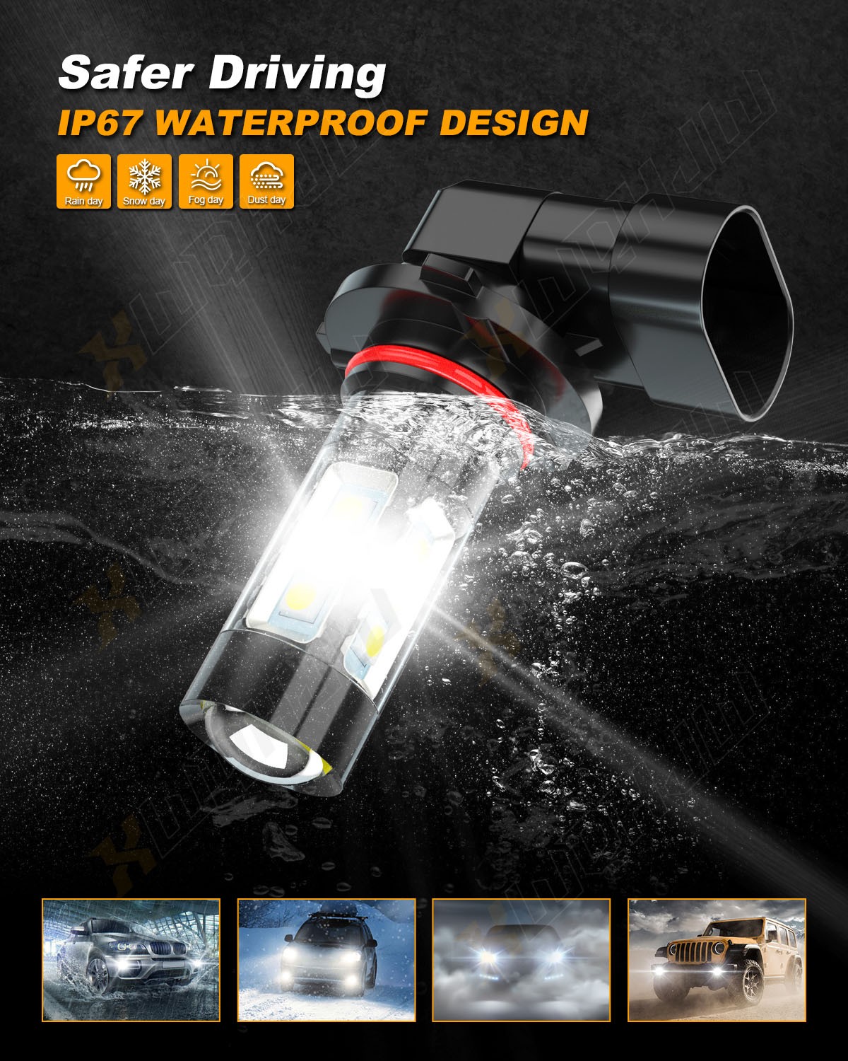 For Chrysler Aspen 2007-2009 Combo 9008 H13 9145 LED Headlight Fog Light 4 Bulbs