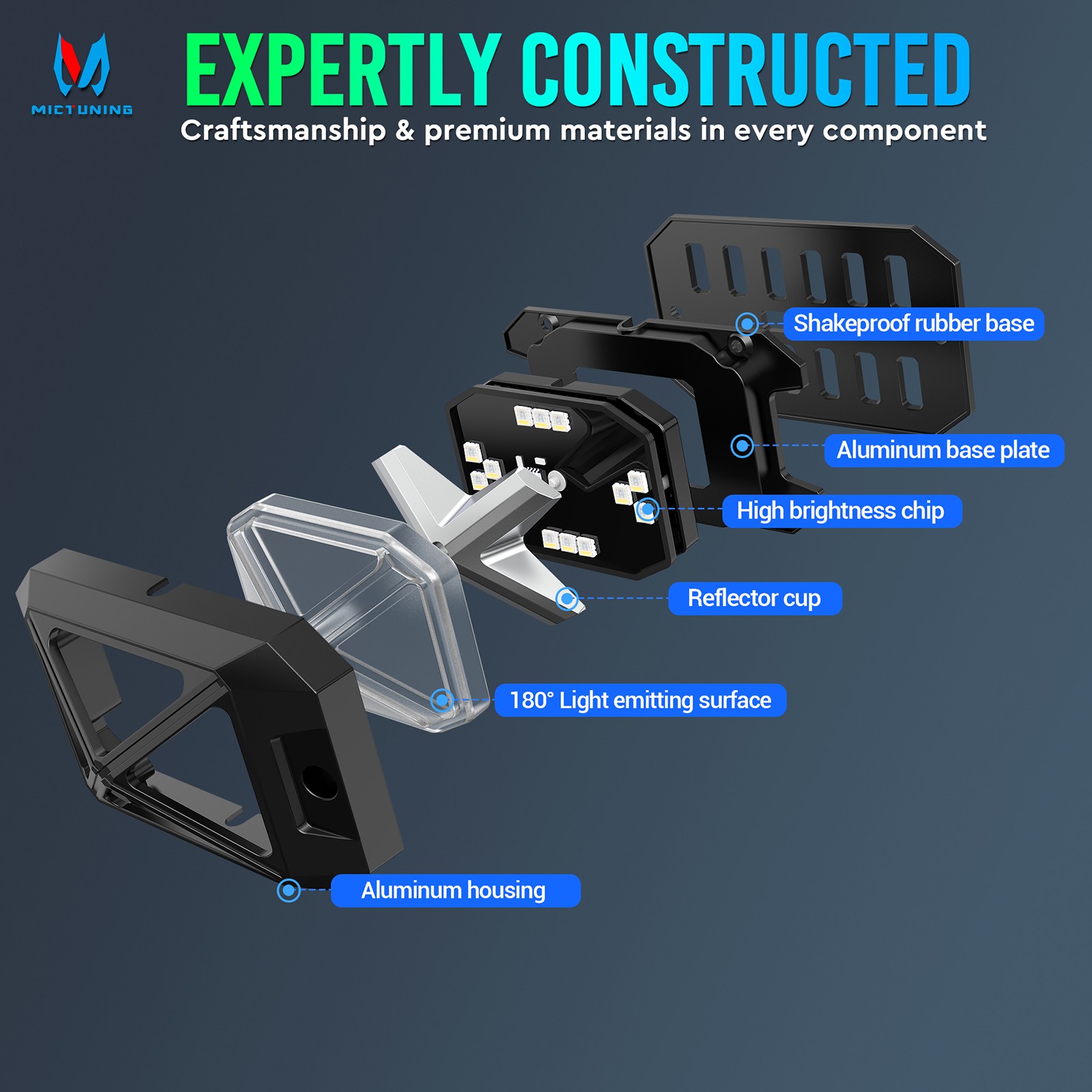 MICTUNING RGB Rock Lights 4 Pods Underglow Underbody Neon Lights for Truck ATV