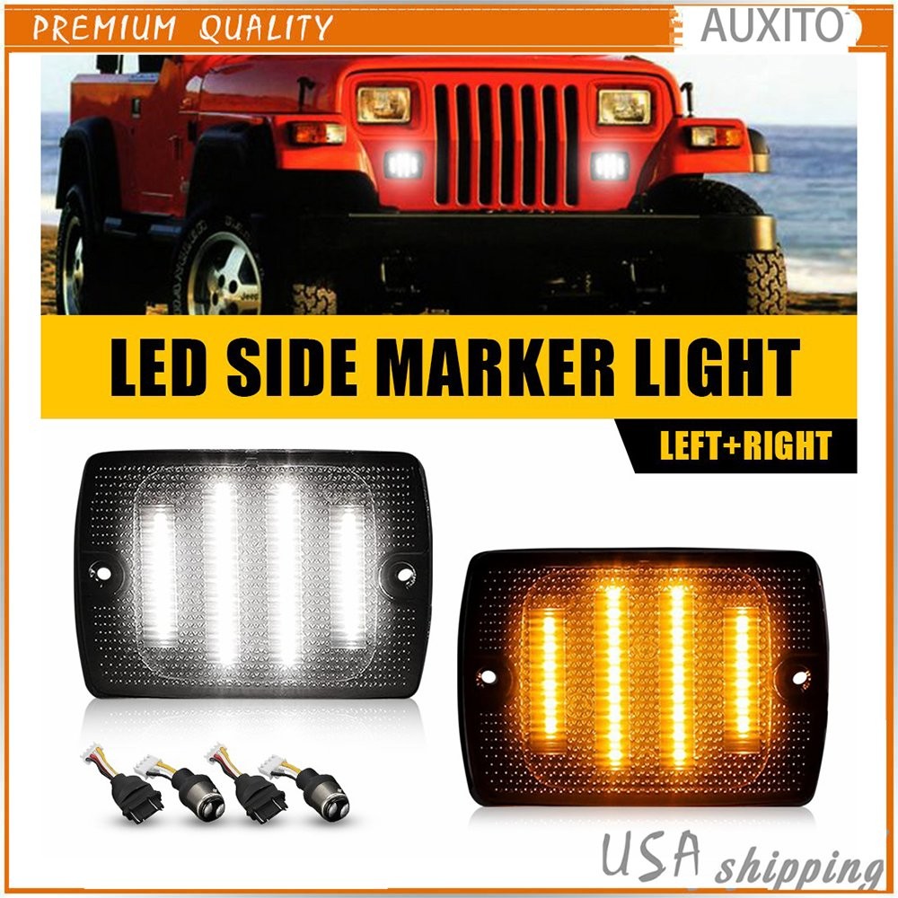 2/4x For Jeep 1987-1995 Wrangler YJ Smoked Amber Turn Signal Side Marker Light