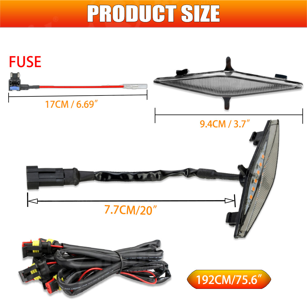 Set 4PCS Smoked Front Grille Led Amber Lights Light For Toyota 4Runner 2014-2019