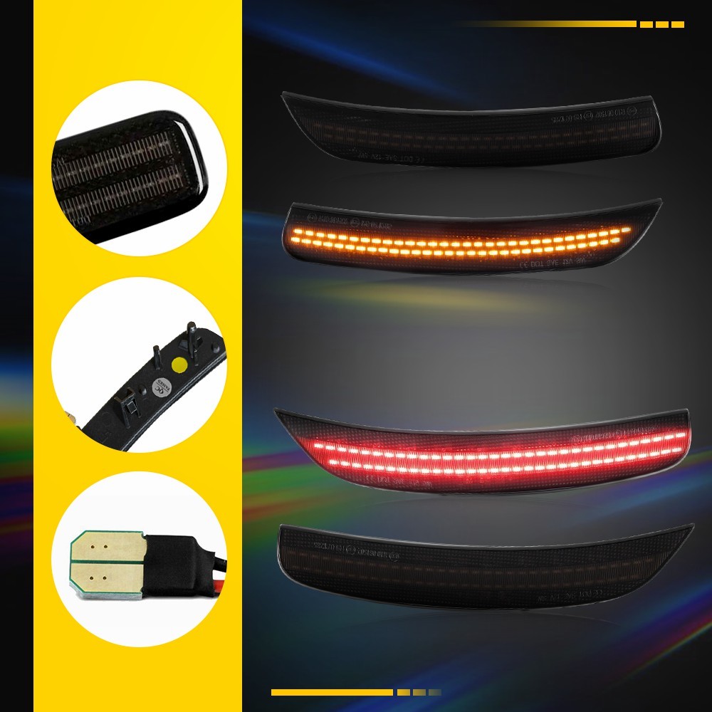 Smoked Front/Rear Wheel Arch Side Marker Lights For 2012-2019 Fiat 500 Amber Red