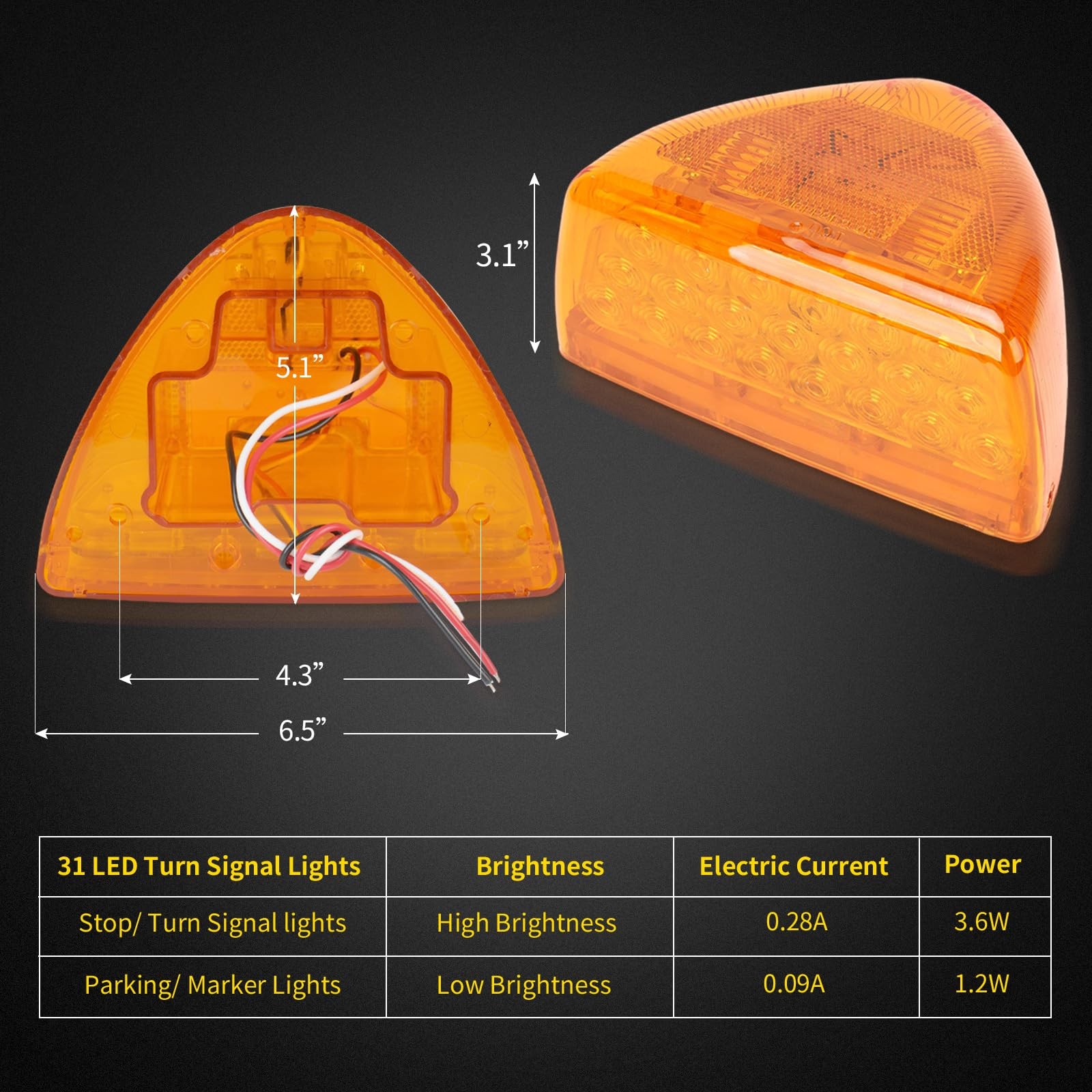 JZYZQBX 2PCS 31 Amber LED Headlights Front Turn Signal Lights, Amber Lens Par…
