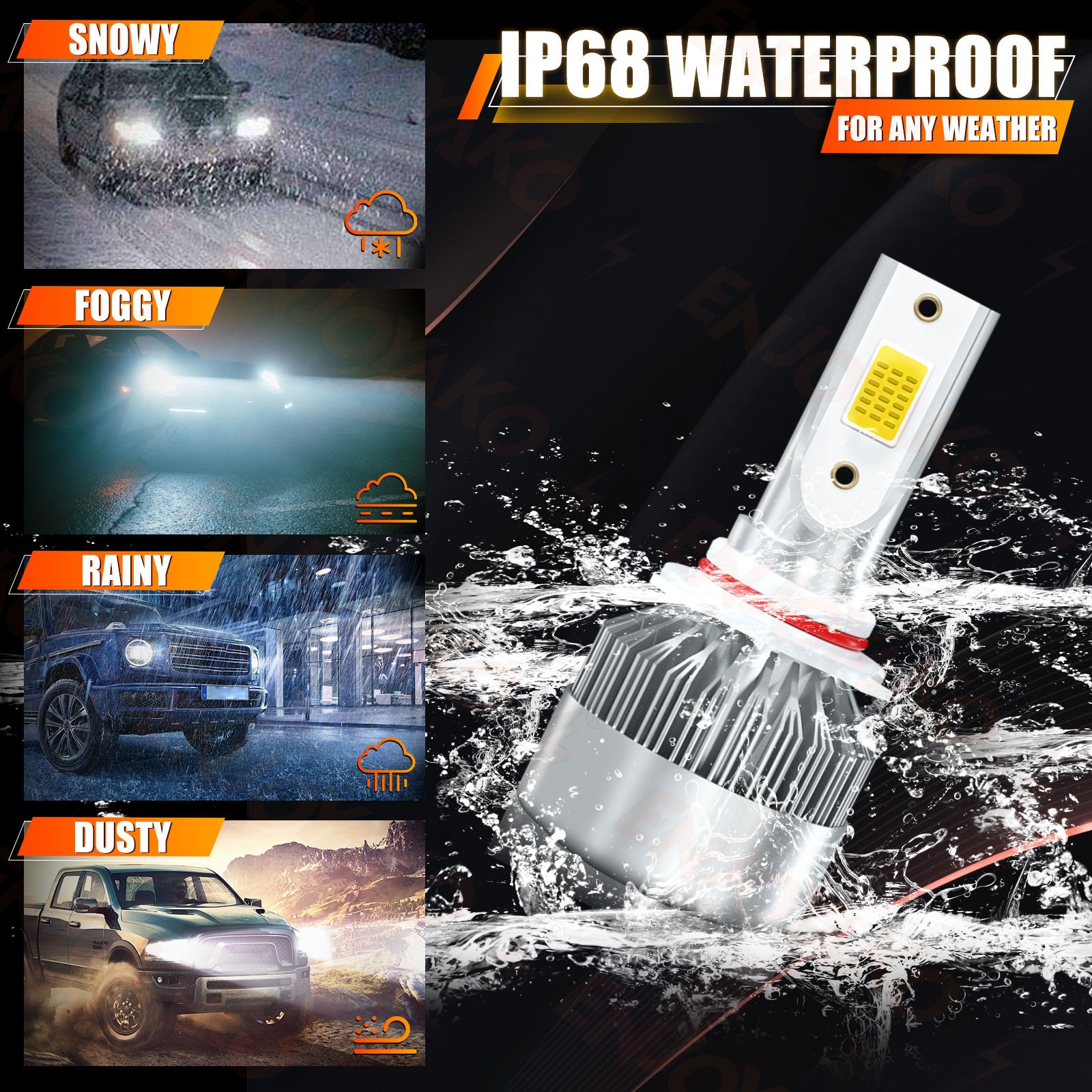 For Buick Encore 2013-2020 9005 H11 H11 LED Headlight Hi/Low Beam+Fog Light Bulb