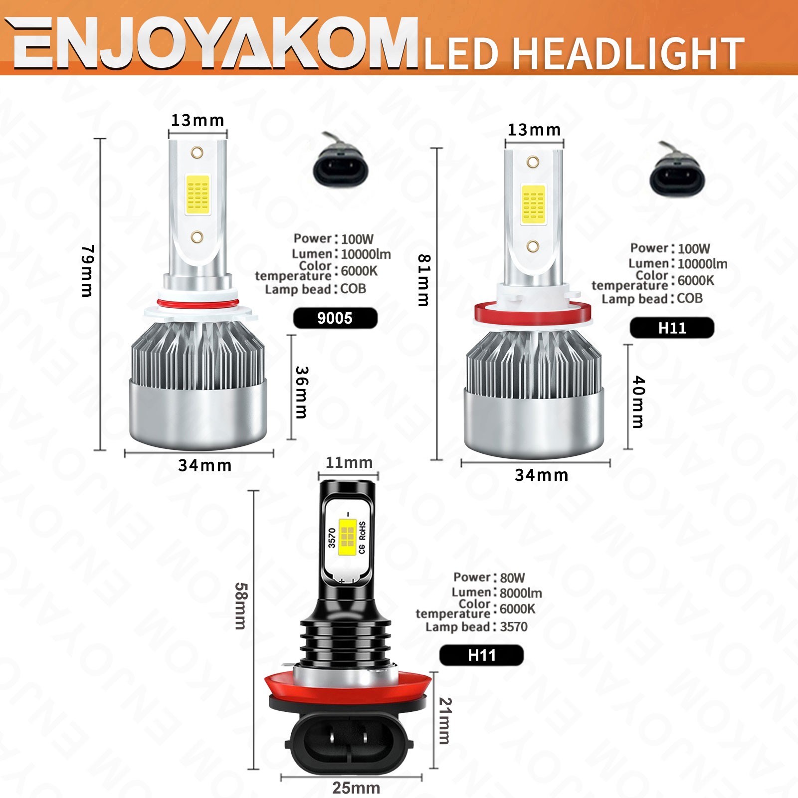 For Buick Encore 2013-2020 9005 H11 H11 LED Headlight Hi/Low Beam+Fog Light Bulb