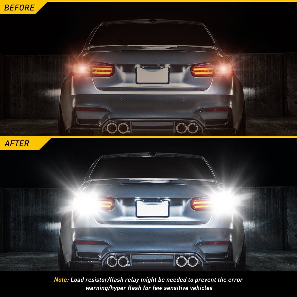 Pair Super Bright White LED Bulbs for Car Backup Reverse Light 912 921 T15 W16W