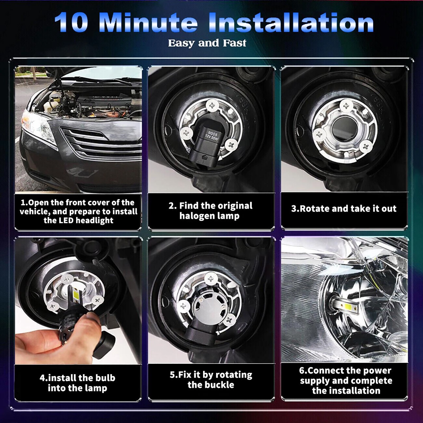 For Buick Encore 2013-2021 4X Combo LED Headlight Hi/Lo Beam Bulbs Lamp 9005+H11