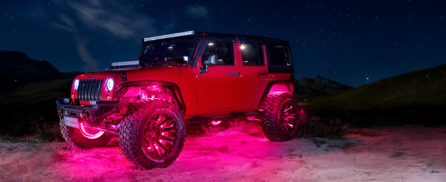 MICTUNING C1 RGBW LED Rock Lights, 8 Pods Multi-Color Offroad Underbody LED Kits