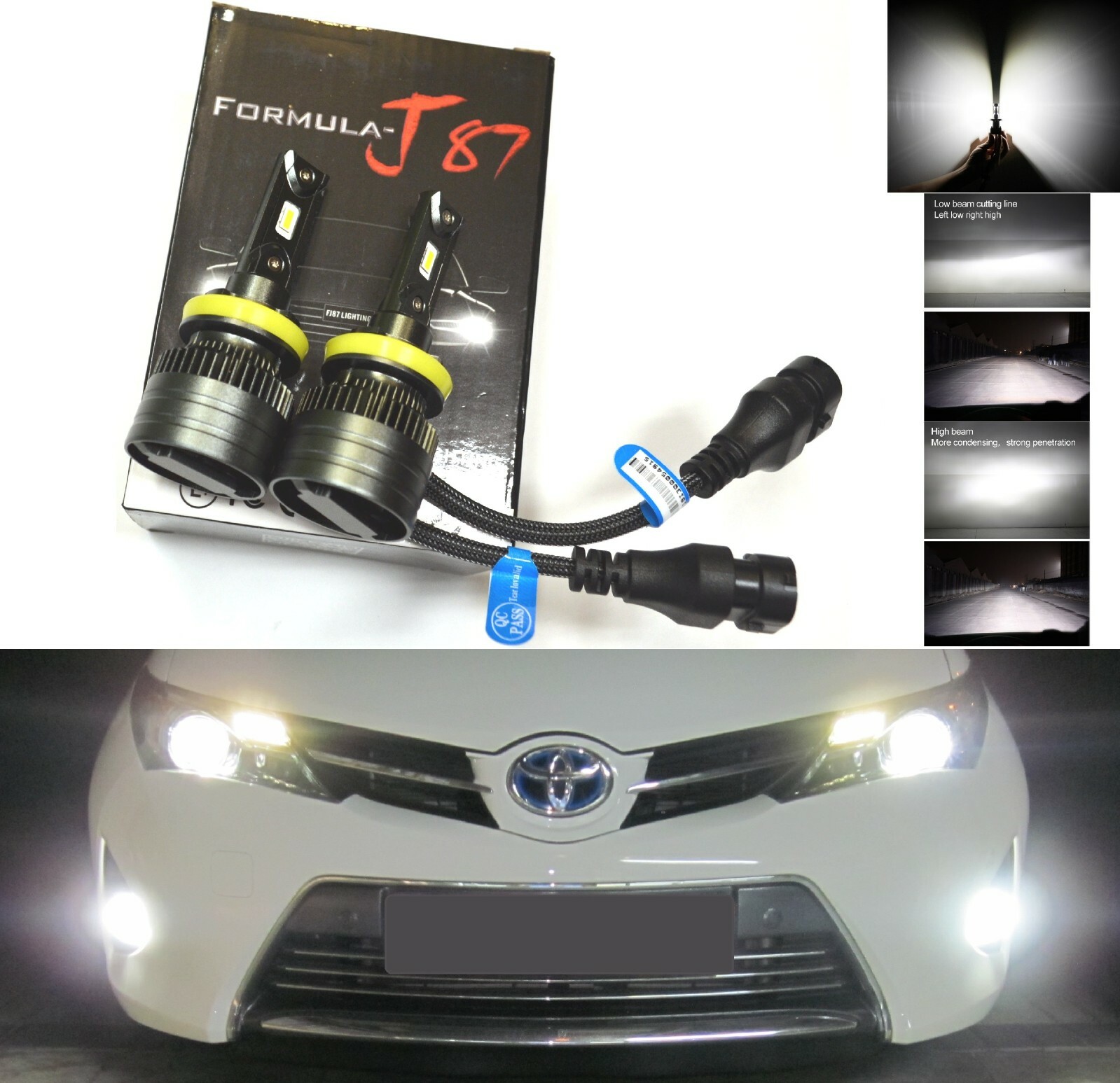 LED Kit G8 100W H11 5000K White Two Bulbs Head Light Low Beam Replace Upgrade OE