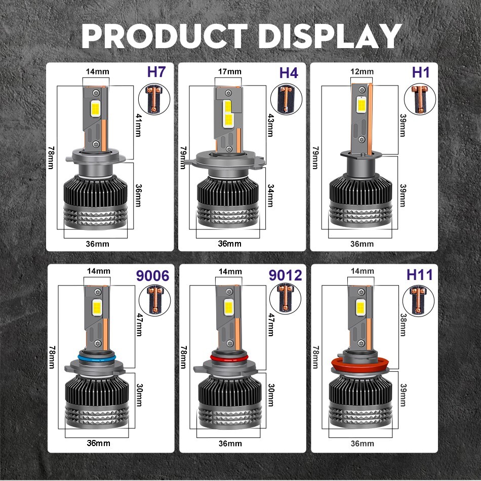 NAS LED HEADLIGHT KIT H7 SUPER WHITE 60000LM 6000K LOW BEAM 1 PAIR