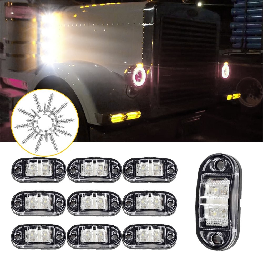 10x Pure White LED Light Thin Clearance Side Marker Light Lamp 2.5″ Bright CUS