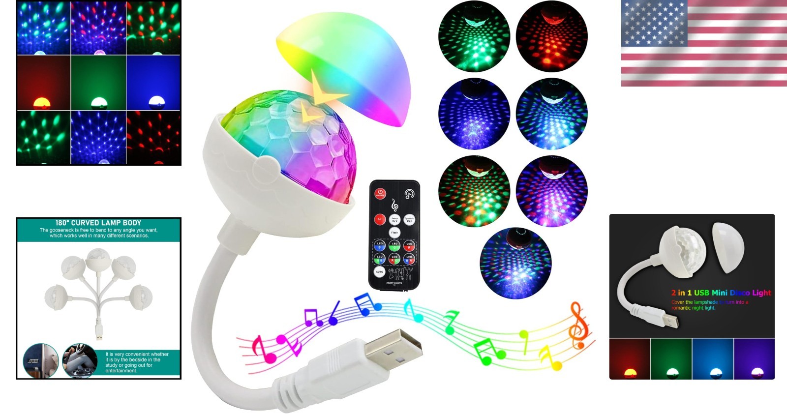 LED Star Car Interior Light 360° Adjustable USB Mood Decor for Vehicle or Room