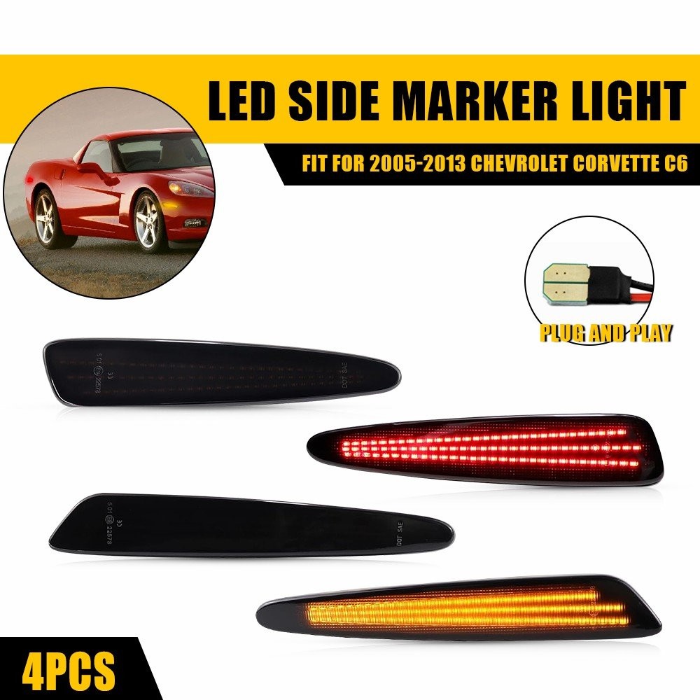 GM2551196 3-Row F+R LED Light 4X Side Marker For 2005-2013 Chevrolet Corvette C6
