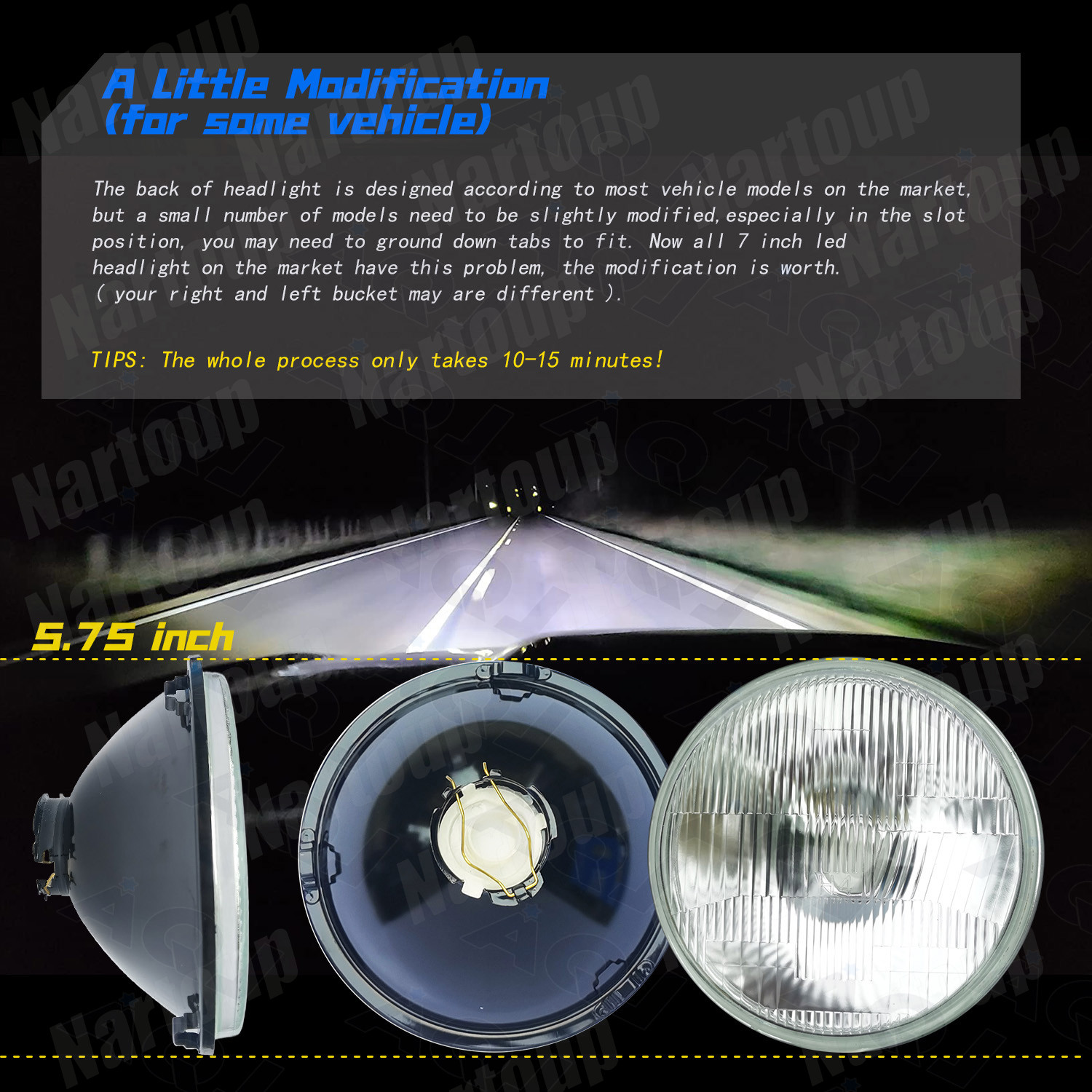 For Chevy Impala El Camino 5.75″ 5-3/4″Led Headlights Hi/Lo Beam H4/9003 4PC