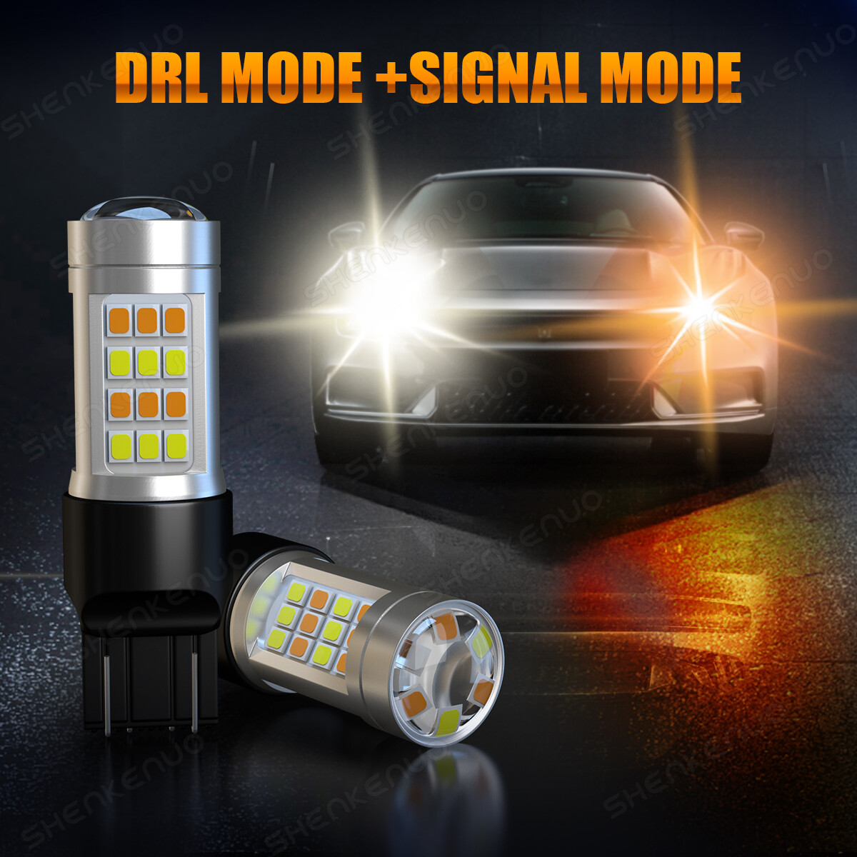 Front/Rear Turn Signal Light Amber 7443 LED Bulb For Honda Accord Civic