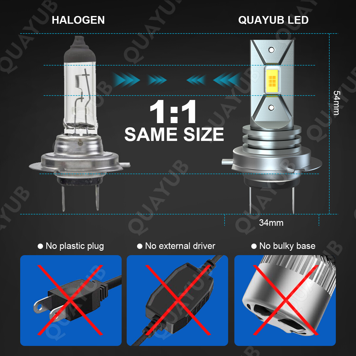 For Hyundai Tucson 2016-2018 H7 H7 H11 LED Headlight Hi Lo Fog Light Bulbs 6X