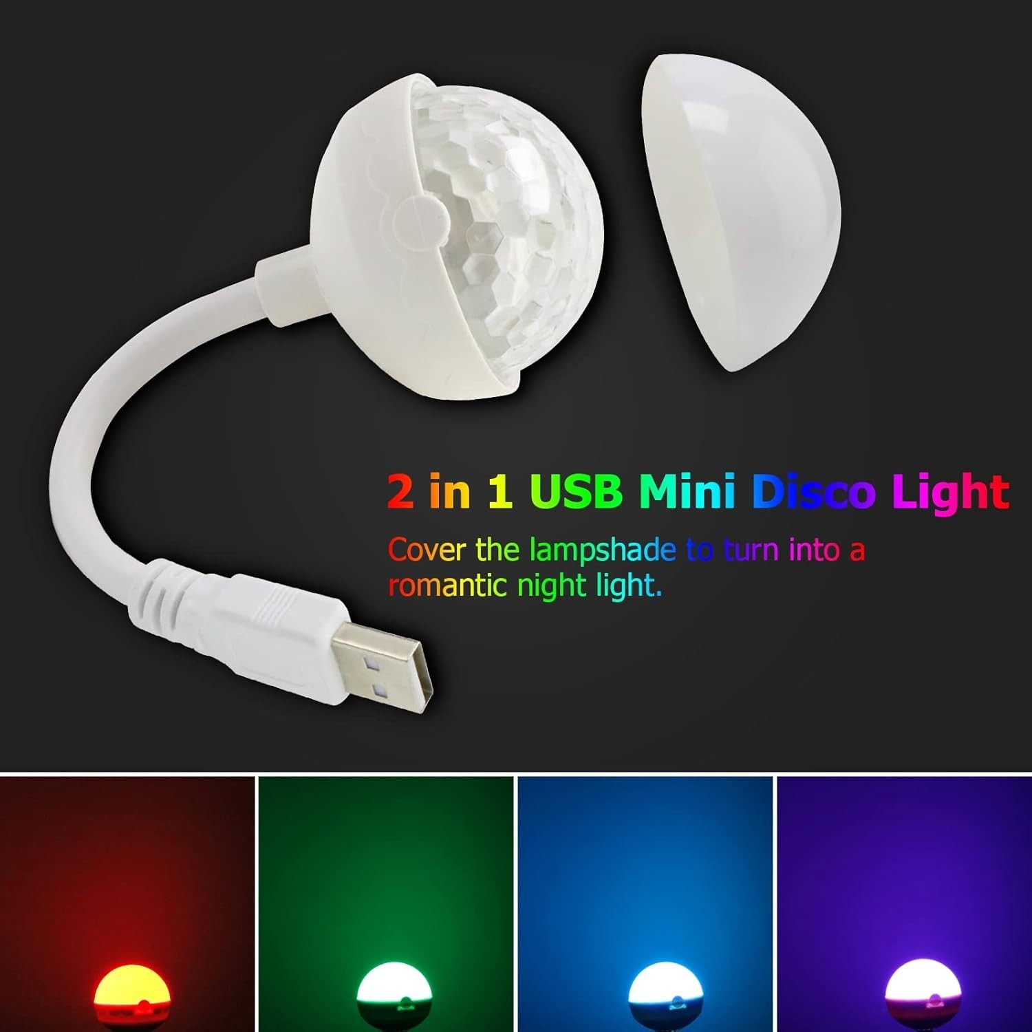 LED Star Car Interior Light 360° Adjustable USB Mood Decor for Vehicle or Room