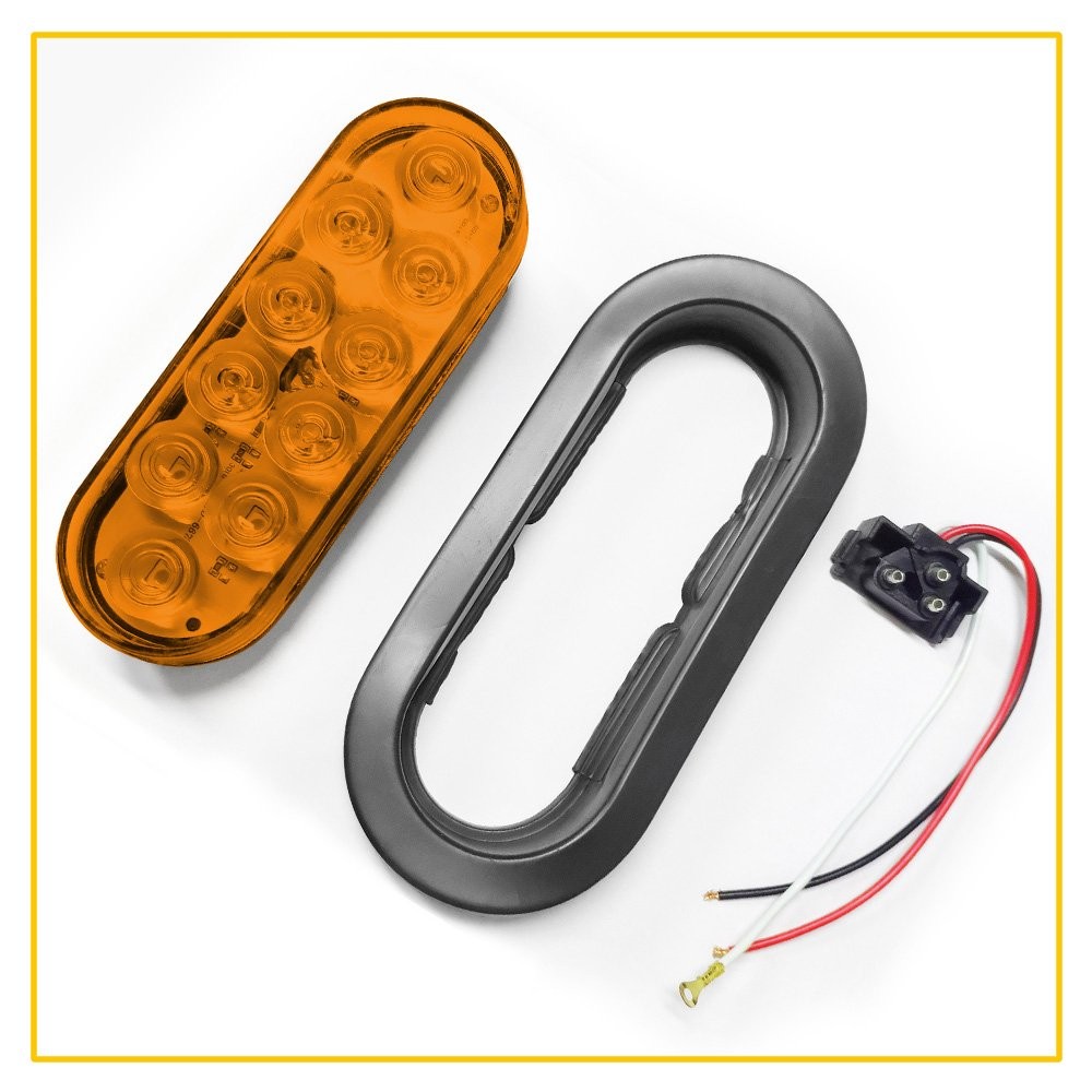 2x Trailer 10 Amber Lights Stop LED Turn Tail Truck Rear Brake Lights Universal