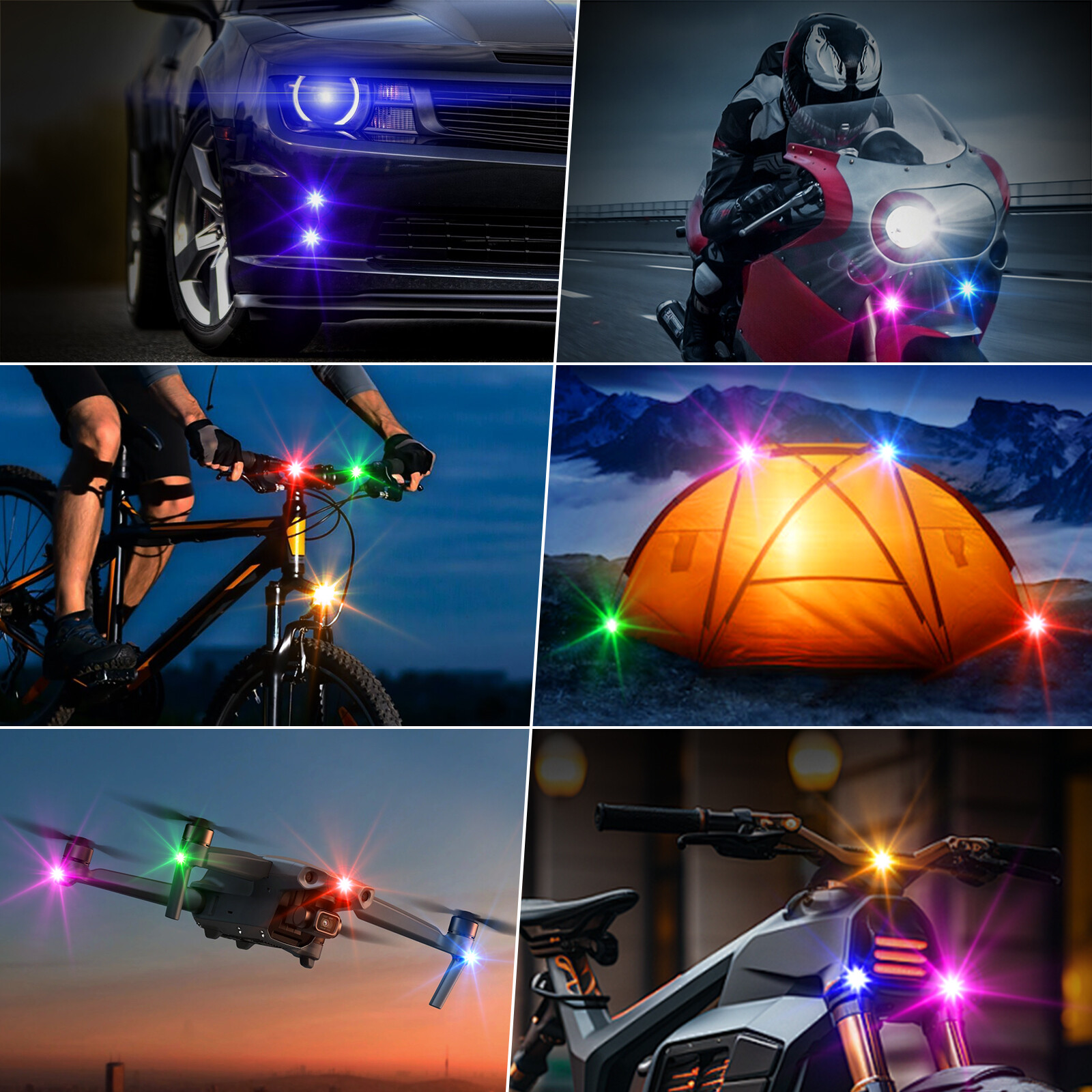 20PCS Wireless LED Strobe Lights 8 Colors USB Rechargeable Anti-Collision Lamps